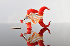 Cute Glass red-clear colorful goldfish. Detailed figurine with a lot of character and personality.  Excellent addition to your collection.