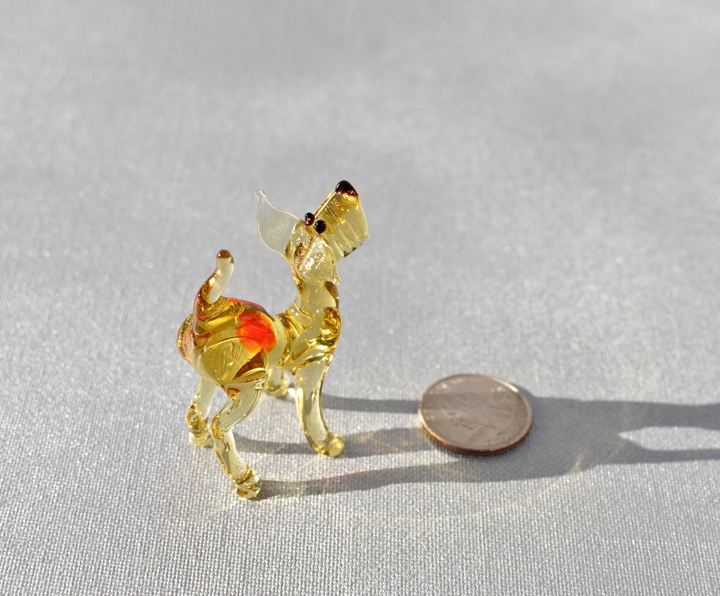 Handmade Glass Dog Figurine: Whimsical Art Glass Sculpture