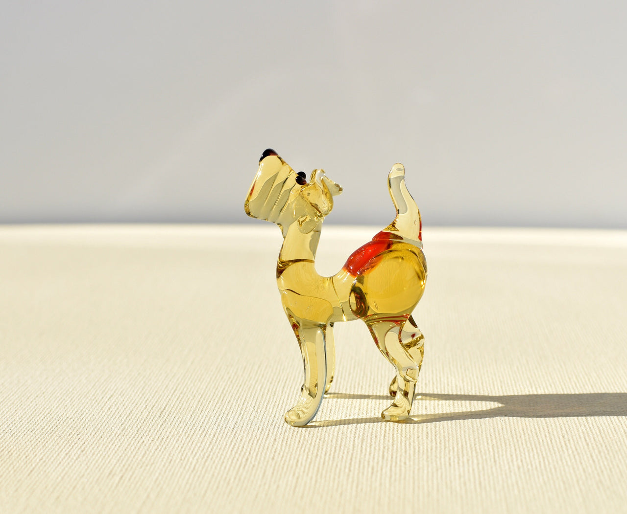 Handmade Glass Dog Figurine: Whimsical Art Glass Sculpture