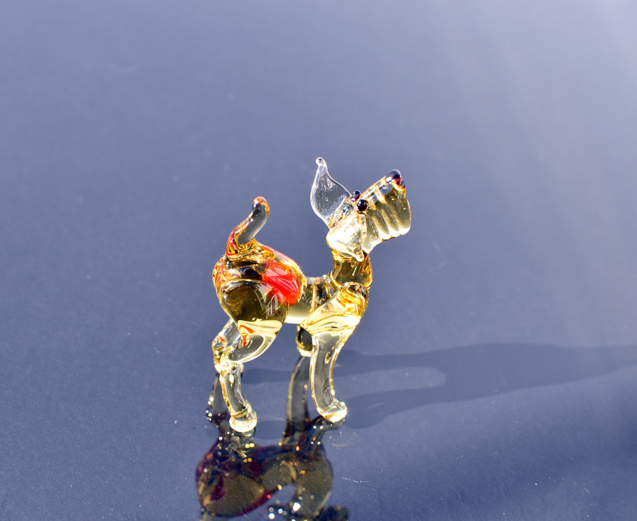 Handmade Glass Dog Figurine: Whimsical Art Glass Sculpture