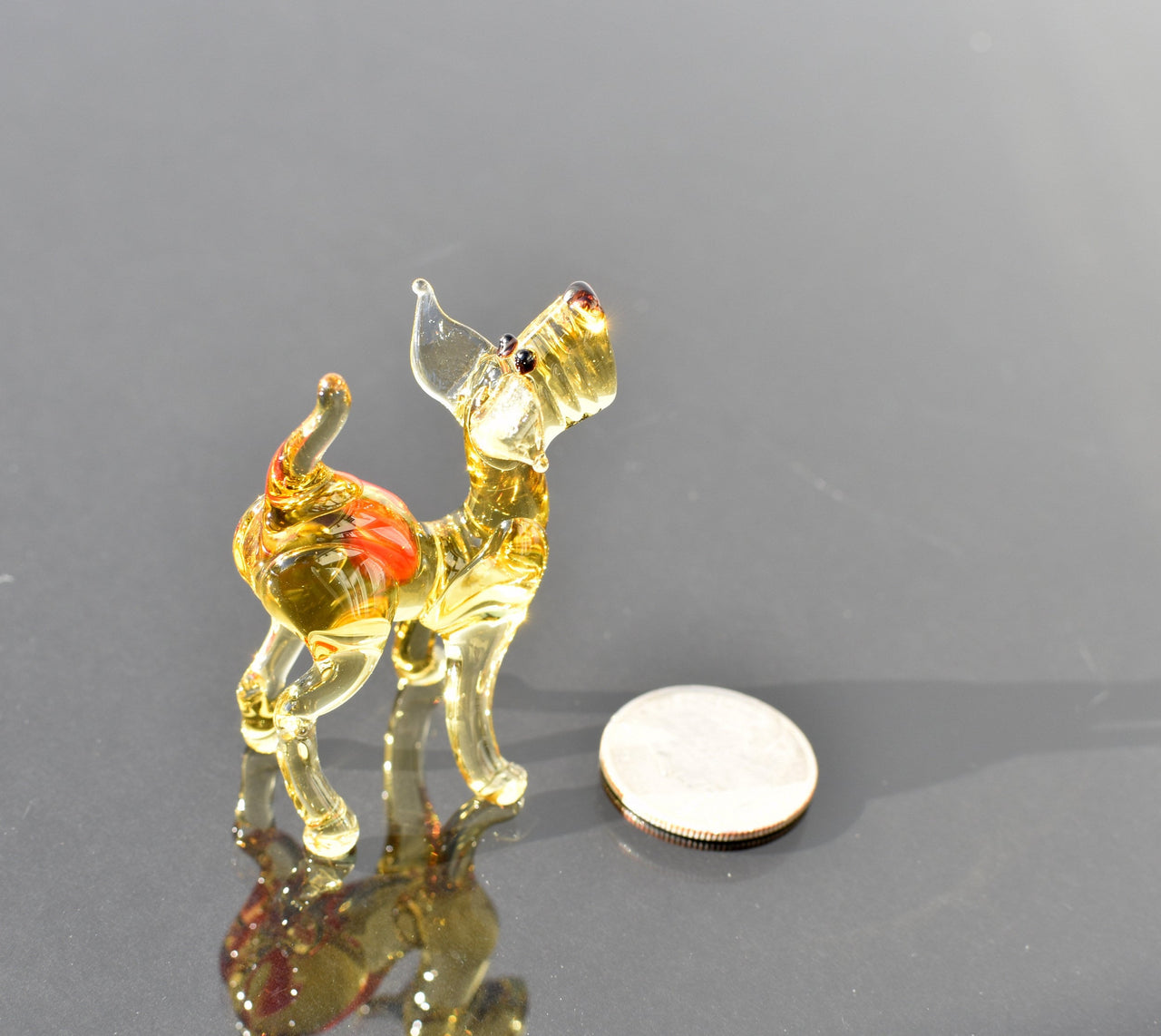 Handmade Glass Dog Figurine: Whimsical Art Glass Sculpture