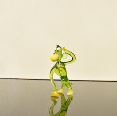 Handmade Glass Monkey Figurine: Whimsical Green Sculpture