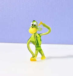 Handmade Glass Monkey Figurine: Whimsical Green Sculpture