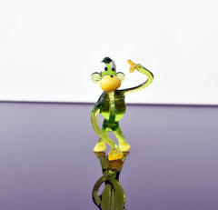 Handmade Glass Monkey Figurine: Whimsical Green Sculpture