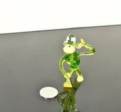 Handmade Glass Monkey Figurine: Whimsical Green Sculpture
