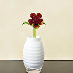 Handmade Red Glass Flower Sculpture: Flame Work Art Glass