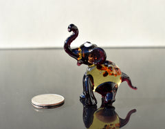 Handmade Purple Glass Elephant Figurine: Whimsical Art Glass Sculpture