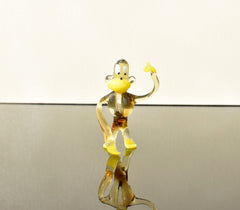Handmade Transparent Glass Monkey Figurine: Whimsical Art Glass Sculpture