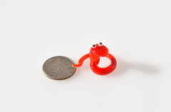 Cute glass tiny red snake, whimsical, Lamp work miniature character from Glass Menagerie, Unique gift