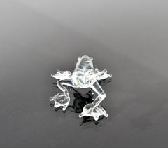 Clear Glass Frog Figurine – Hand Blown Miniature Animal Sculpture – Unique Amphibian Gift
