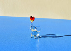 Lampwork Glass Elephant Figurine: Miniature Heart Keepsake
