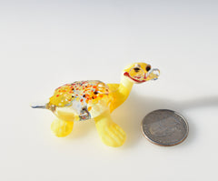 Turtle with Glasses, Librarian Gifts, Sea Turtle Gifts, Yellow Glass Turtle Figurine, Coastal Decor, Cute Glass Animals, Yellow Turtle