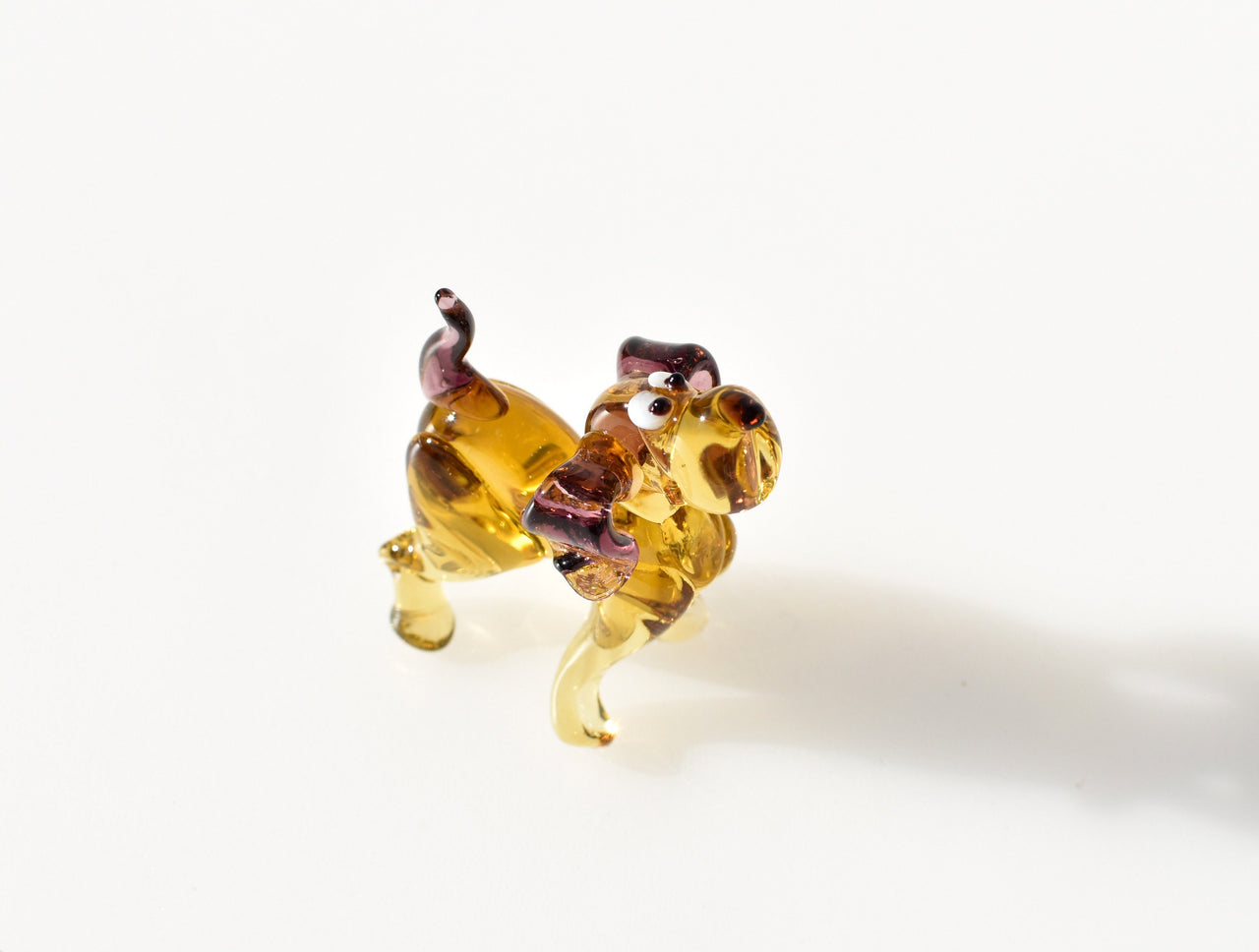 Handmade Glass Dog Figurine: Whimsical Art Sculpture