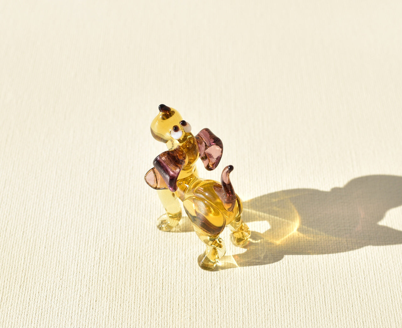 Handmade Glass Dog Figurine: Whimsical Art Sculpture