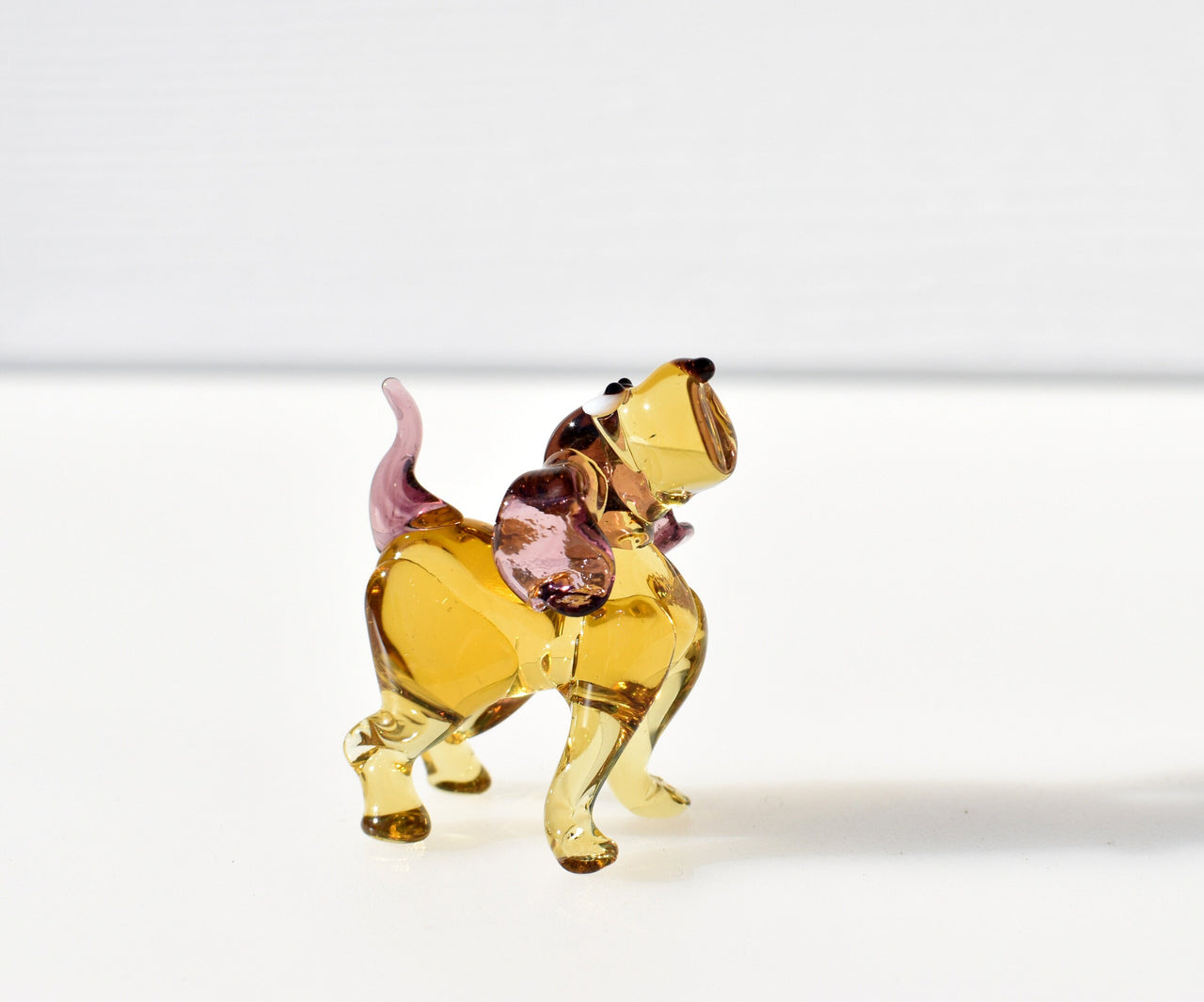 Handmade Glass Dog Figurine: Whimsical Art Sculpture