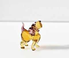 Handmade Glass Dog Figurine: Whimsical Art Sculpture