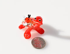 Sea Turtle Gifts, Glass Turtle with Ladybug, Good Luck Gift, Coastal Decor, Blown Glass Animals, Turtle Figurine, Ocean Art, Ladybug Gift
