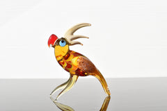 Handmade Colorful Glass Parrot Figurine: Whimsical Art Glass Sculpture