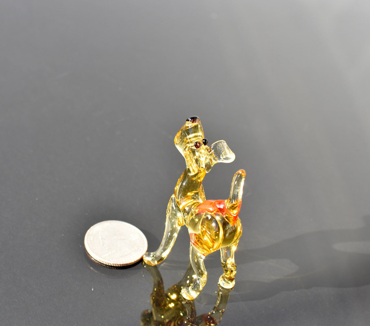 Handmade Glass Dog Figurine: Whimsical Art Glass Sculpture