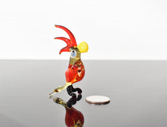Handmade Glass Parrot Figurine: Whimsical Art Glass Sculpture