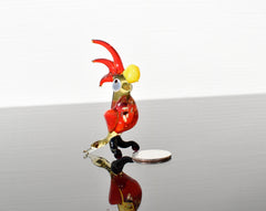 Handmade Glass Parrot Figurine: Whimsical Art Glass Sculpture
