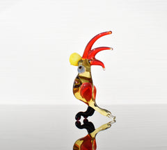 Handmade Glass Parrot Figurine: Whimsical Art Glass Sculpture