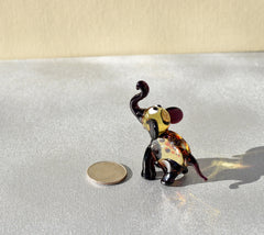 Elephant Art, Blown Glass Animals, Unique Elephant Gifts, Glass Elephant, Tiny Glass Animals, Elephant Figurine, Spotted, Purple, Amber