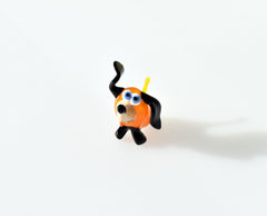 Handmade Orange Glass Dog Figurine: Whimsical Art Glass Sculpture