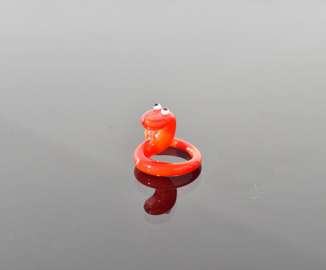 Cute glass tiny red snake, whimsical, Lamp work miniature character from Glass Menagerie, Unique gift