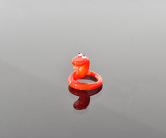 Cute glass tiny red snake, whimsical, Lamp work miniature character from Glass Menagerie, Unique gift