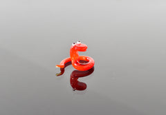 Cute glass tiny red snake, whimsical, Lamp work miniature character from Glass Menagerie, Unique gift