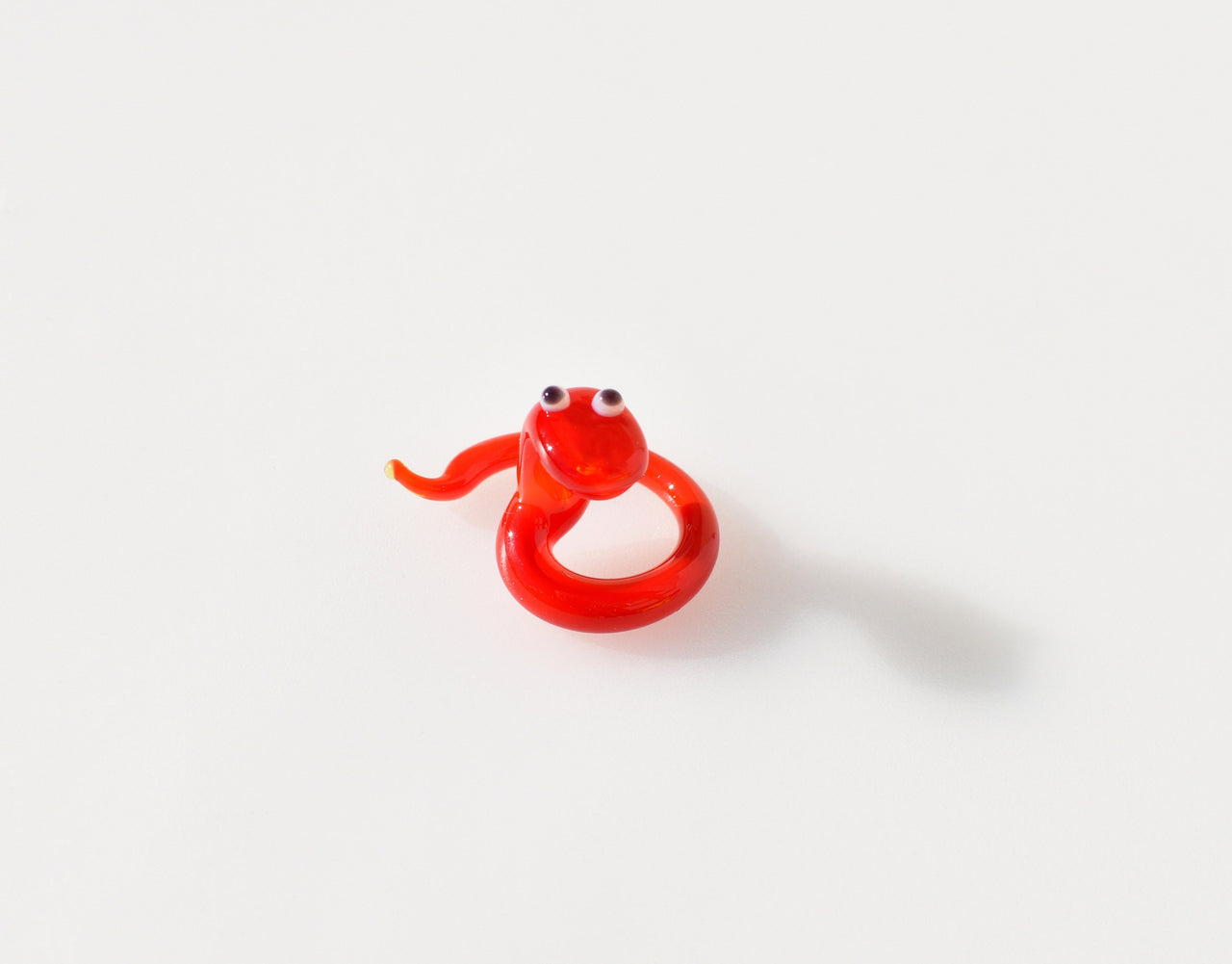 Cute glass tiny red snake, whimsical, Lamp work miniature character from Glass Menagerie, Unique gift