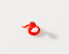 Cute glass tiny red snake, whimsical, Lamp work miniature character from Glass Menagerie, Unique gift
