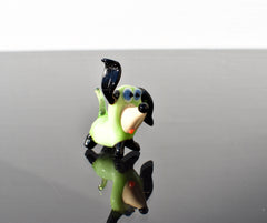 Lime-Green Glass Dog Figurine: Whimsical Handmade Sculpture