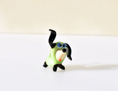 Lime-Green Glass Dog Figurine: Whimsical Handmade Sculpture