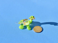 Sea Turtle Gifts, Teacher Gifts, Turtle with Glasses, Blown Glass Animals, Coastal Decor, Glass Sea Turtle, Nerdy Turtle, Green Turtle Art