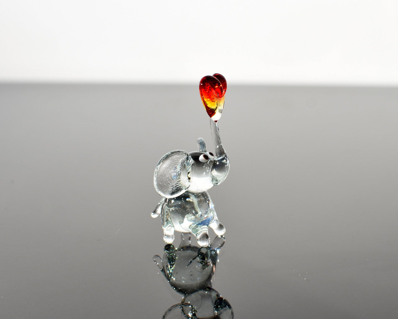 Lampwork Glass Elephant Figurine: Miniature Heart Keepsake