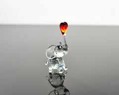 Lampwork Glass Elephant Figurine: Miniature Heart Keepsake