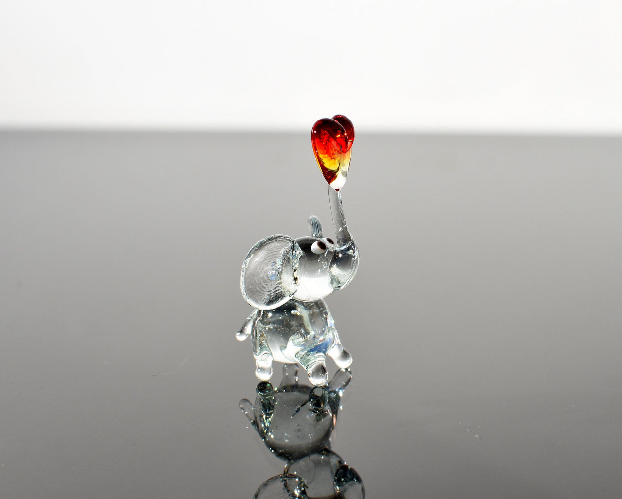 Handmade Glass Elephant with Heart | Tiny Love Keepsake Gift For Her