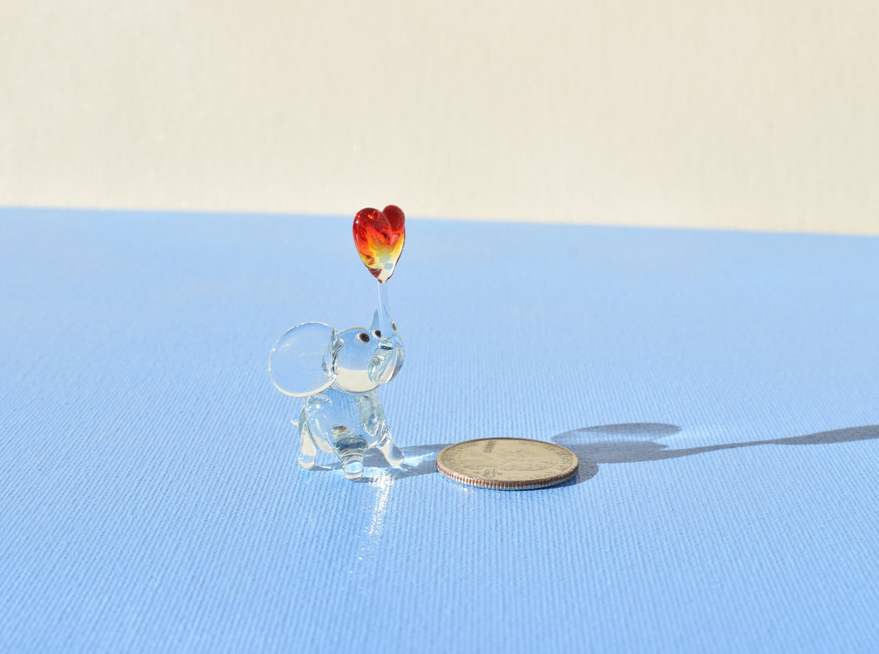 Lampwork Glass Elephant Figurine: Miniature Heart Keepsake