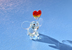 Lampwork Glass Elephant Figurine: Miniature Heart Keepsake