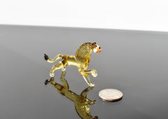 Handmade Glass Lion Figurine: Flame Work Art, Collectible Statue