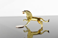 Handmade Glass Lion Figurine: Flame Work Art, Collectible Statue