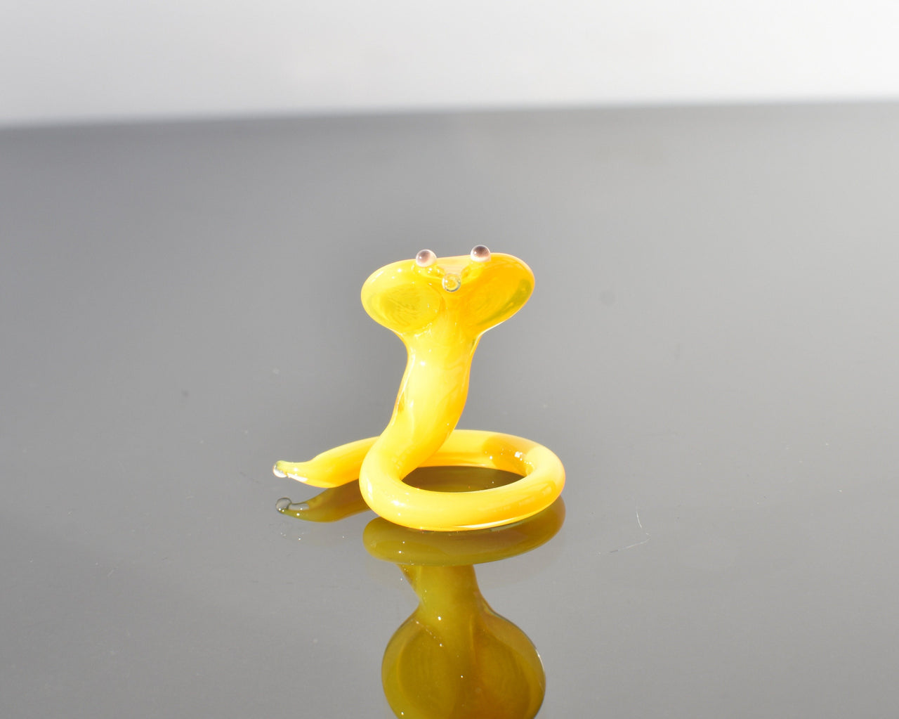 Glass Snake Charm Decor, Tiny Glass Animals, Yellow Cobra, Year of the Snake, Miniature Glass Animals, Snake Art,