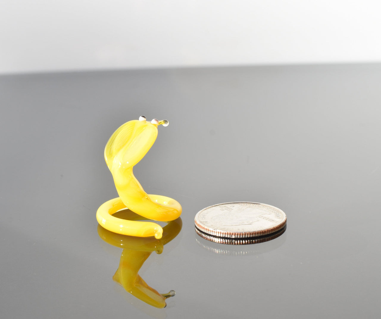 Glass Snake Charm Decor, Tiny Glass Animals, Yellow Cobra, Year of the Snake, Miniature Glass Animals, Snake Art,