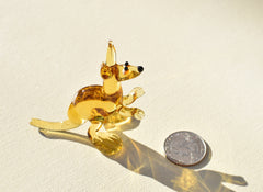 Handmade Glass Kangaroo Figurine: Collectible Animal Sculpture