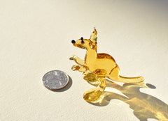 Handmade Glass Kangaroo Figurine: Collectible Animal Sculpture