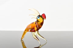 Handmade Colorful Glass Parrot Figurine: Whimsical Art Glass Sculpture