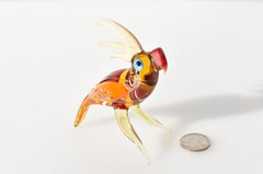 Handmade Colorful Glass Parrot Figurine: Whimsical Art Glass Sculpture
