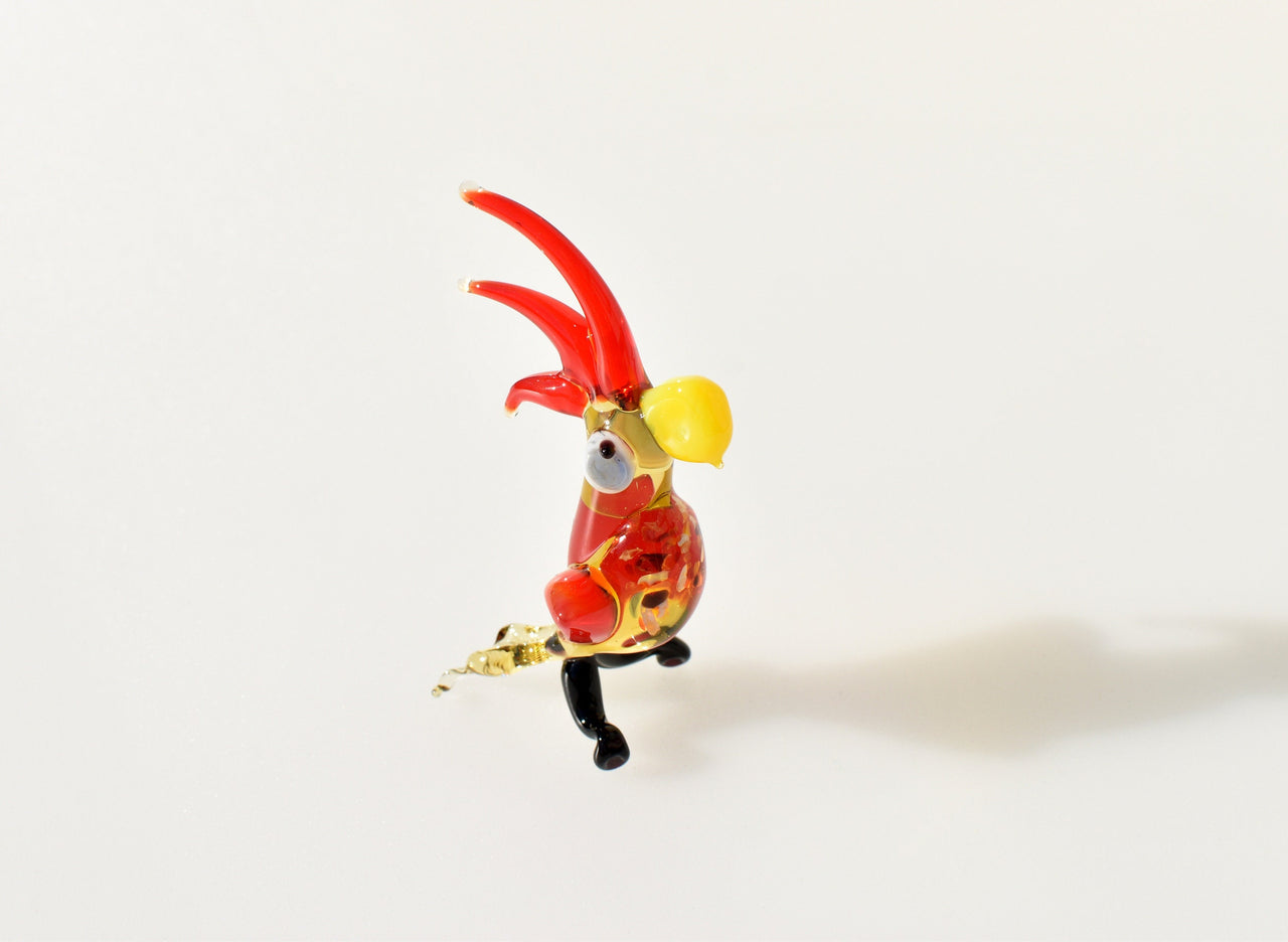 Handmade Glass Parrot Figurine: Whimsical Art Glass Sculpture